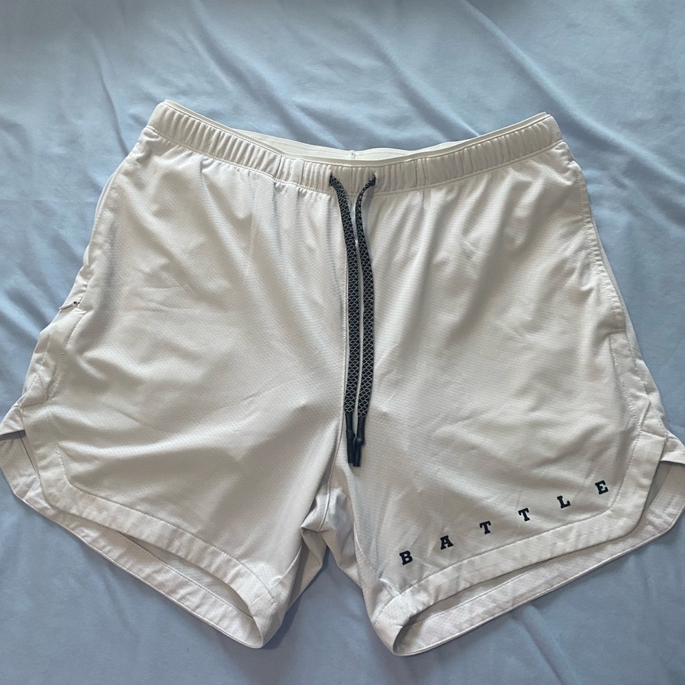 Men's white Battle Athletic Shorts